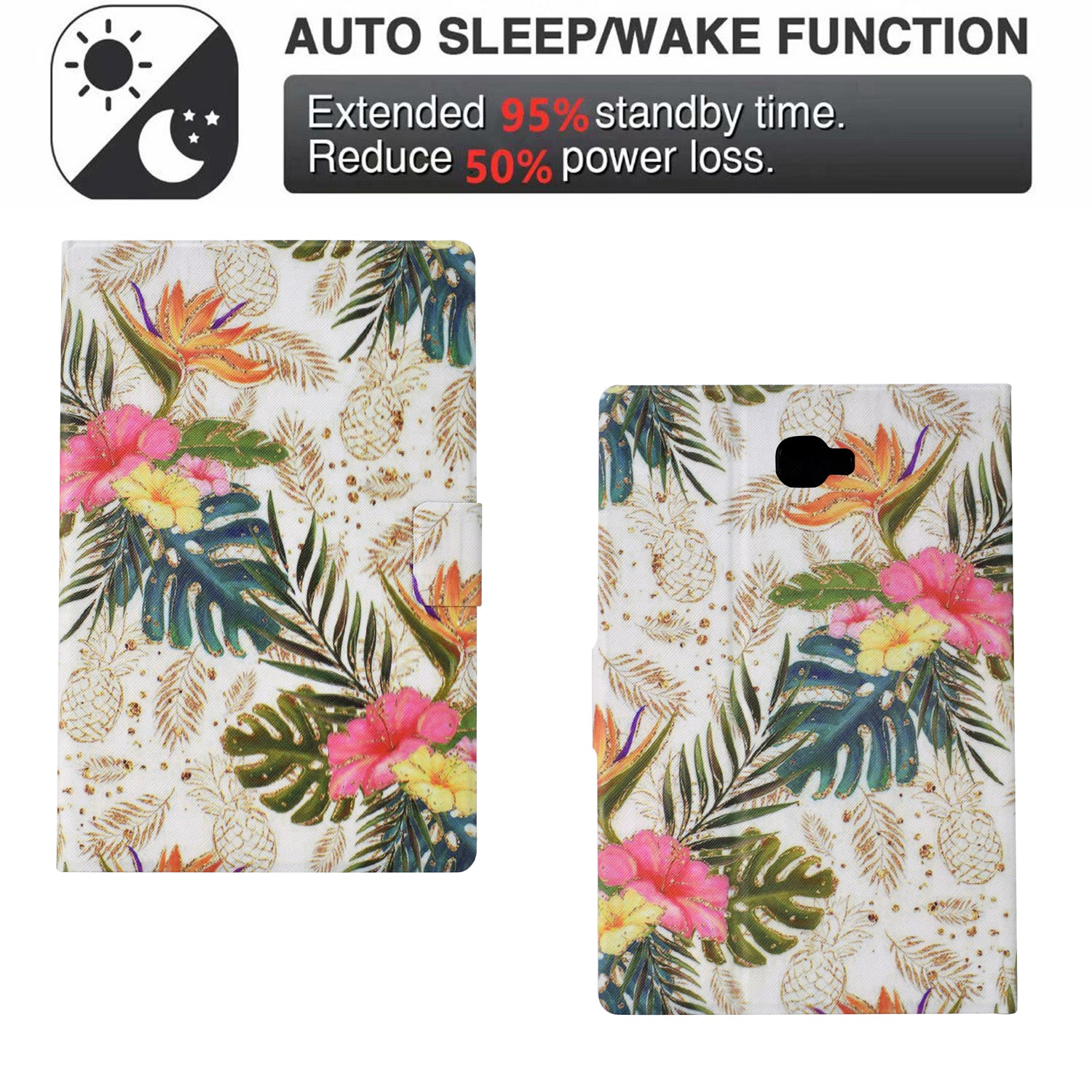 For Samsung Galaxy Tab A 10.1 (2016) T580 T585 Leather Case Card Holder Pattern Tablet Cover - Golden Pineapple For Samsung Galaxy Tab A 10.1 (2016) T580 T585 Leather Case Card Holder Pattern Tablet Cover - Golden Pineapple